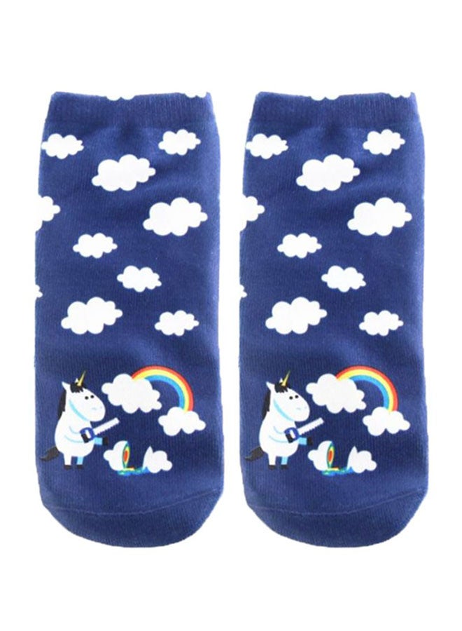 Unicorn Printed Socks Blue/White - Image 1