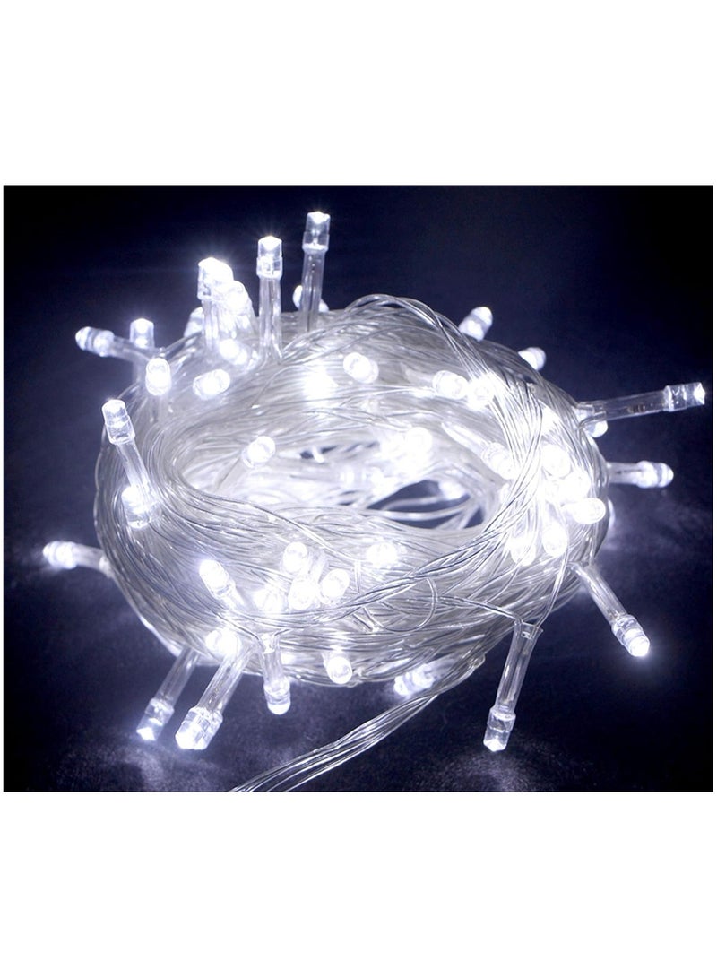 سلسلة بـ 100 مصباح ليد بضوء أبيض ساطع للغاية وطول 10 متر للتزيين في المناسبات العامة وغرفة الاحتفال وتزيين المناطق والأماكن الخارجية - Image 2