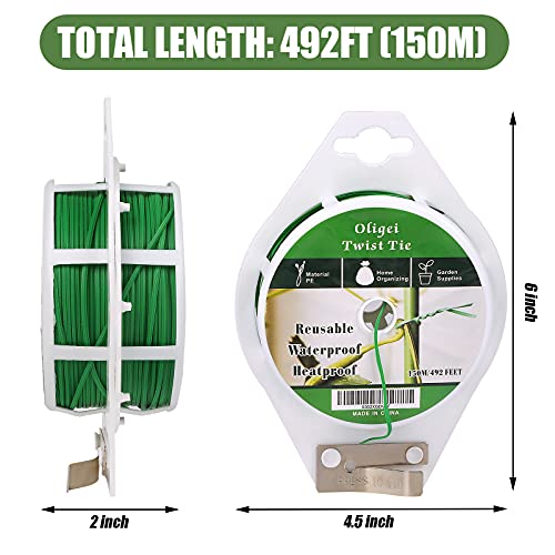 Oligei Green Garden Wire, Sturdy Plant Ties for Support with Cutter, 492FT/150m, Indoor, Outdoor, Home and Office Use - Image 2