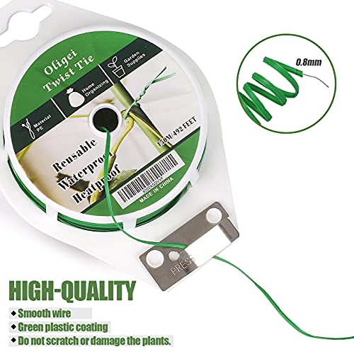 Oligei Green Garden Wire, Sturdy Plant Ties for Support with Cutter, 492FT/150m, Indoor, Outdoor, Home and Office Use - Image 3