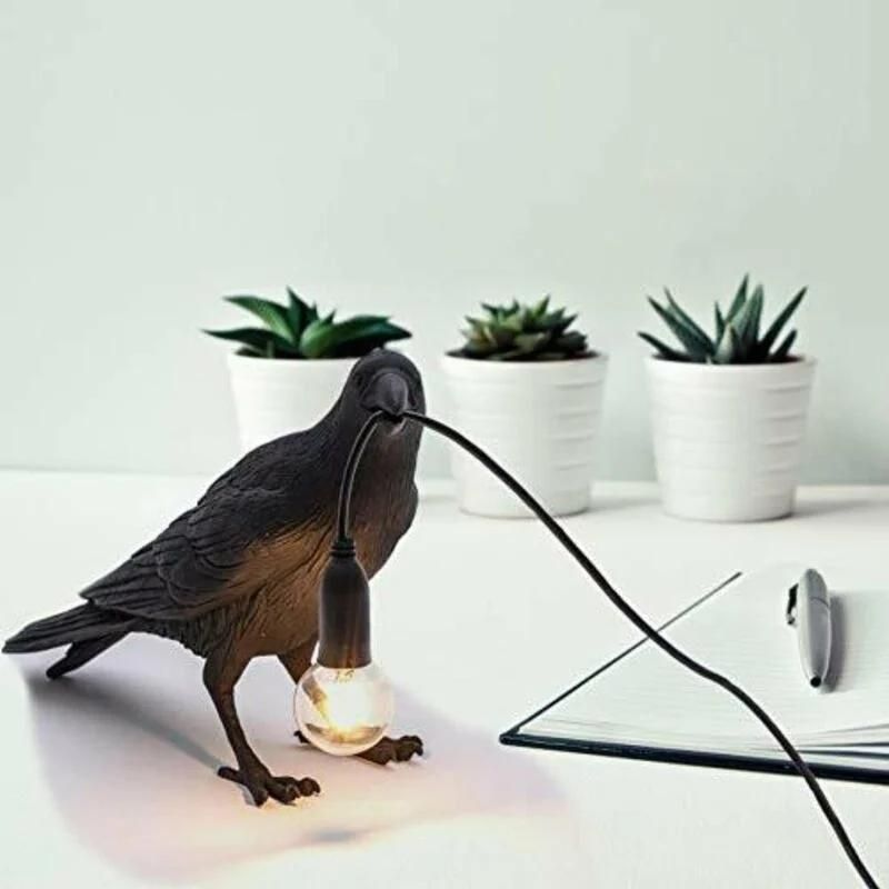 Black Crow Shaped Table Lamp - Image 2