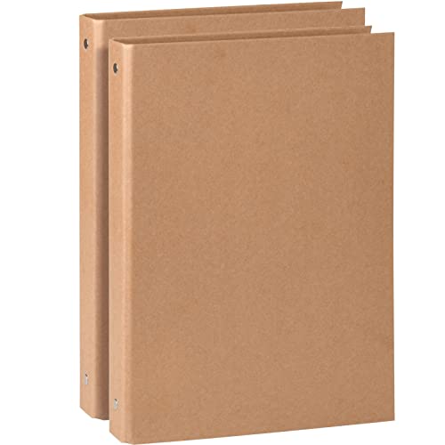 Homakover Natural Recycled Kraft Binder 3-Holds Round Ring Binder 2 Pack, Durable Binding Hard Cover Protector for Journal, Notebook, Inserted Sheets & Refill Paper, Holds 200 Sheets Capacity (A4 Size) - Image 1