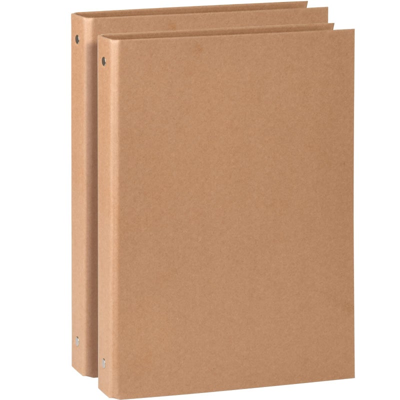 Homakover Natural Recycled Kraft Binder 3-Holds Round Ring Binder 2 Pack, Durable Binding Hard Cover Protector for Journal, Notebook, Inserted Sheets & Refill Paper, Holds 200 Sheets Capacity (A4 Size) - Image 5