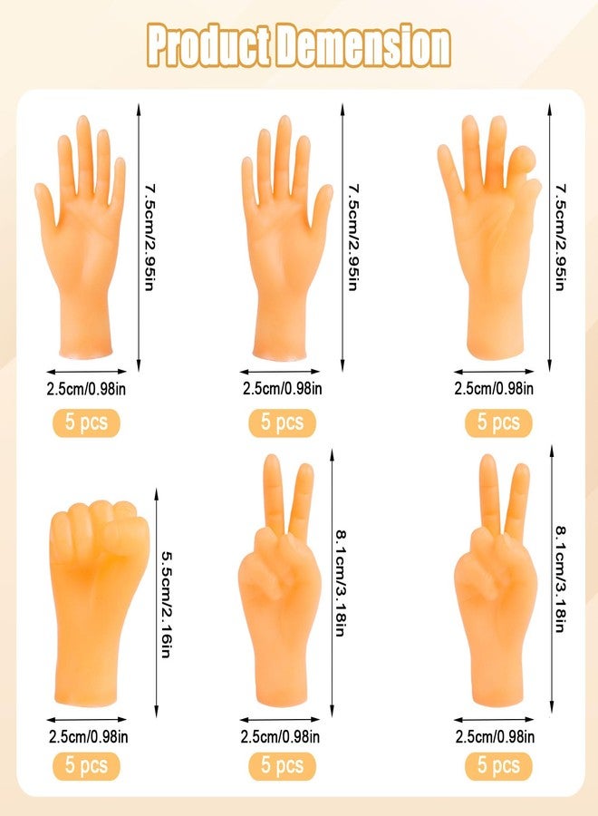 STEFORD 30 PCS Tiny Finger Hands, Mini Rubber Finger Puppets Funny Little Small Hands for Fingers, Cats, Shows, Parties, Games - Image 2