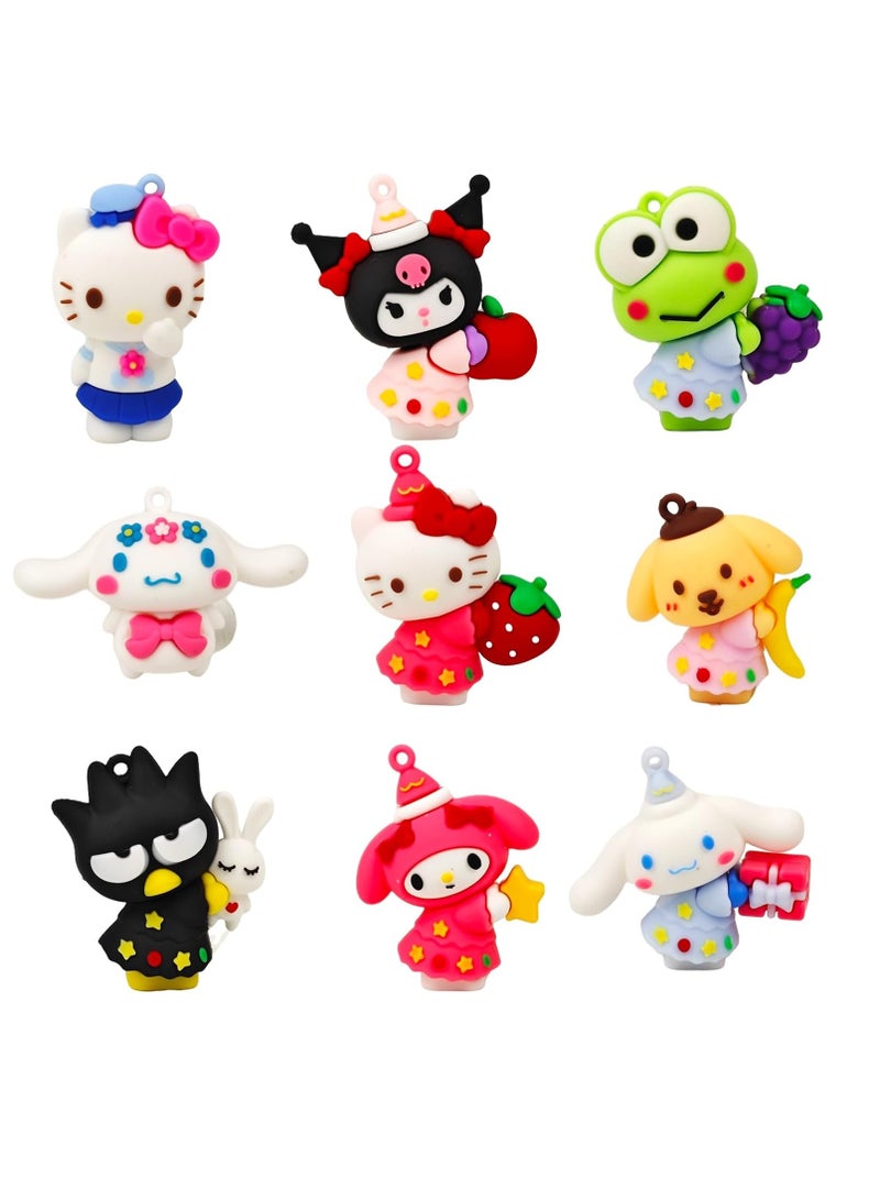 SYOSI 9PCS Kitty Cake Topper, lovely Cartoon Birthday Cake Decorations for Boy Girl Baby Shower Gifts Party Keychain Backpack Charm  - Image 1