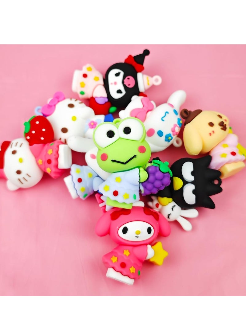 SYOSI 9PCS Kitty Cake Topper, lovely Cartoon Birthday Cake Decorations for Boy Girl Baby Shower Gifts Party Keychain Backpack Charm  - Image 4