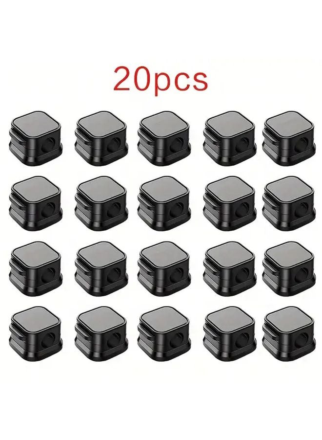20 قطعة مشابك كابلات مغناطيسية سوداء قابلة للتعديل منظّم كابلات غير منزلق لمكتب وسيارة ومنزل - Image 1