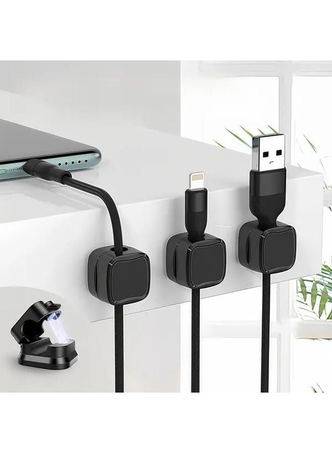 20 قطعة مشابك كابلات مغناطيسية سوداء قابلة للتعديل منظّم كابلات غير منزلق لمكتب وسيارة ومنزل - Image 3