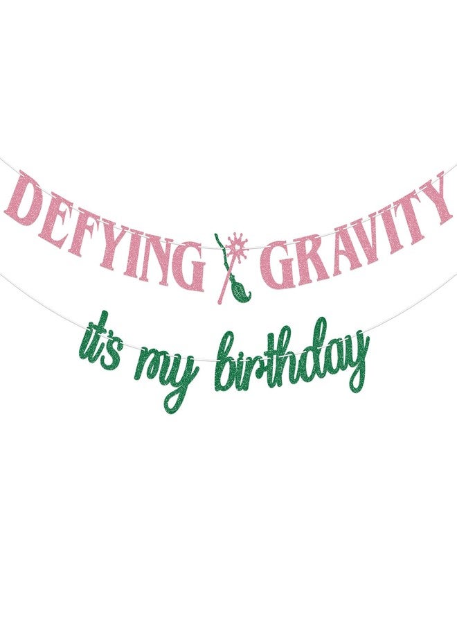 RANERVZ Pre-Strung Glitter Defying Gravity It's My Birthday Banner Witch Party Decorations Good Bad Witch Birthday Party Decorations Witches Bachelorette Decorations for Princess Magic Witchy Movie Party Decorations - Image 1
