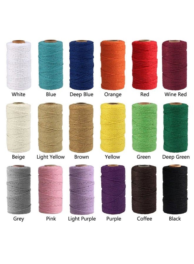 FLIPPED (100 Yards/2mm/19 Colours)100 DIY Craft Macrame Natural Cotton Rope Craft Making Knitting Cord Rope DIY Wedding Decor Supply (Black) - Image 2