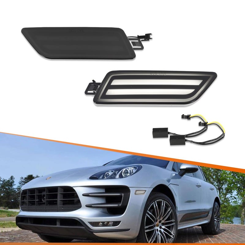 ADIIL Smoked Lens White Lamp Front Bumper Side Marker Lights For Porsche Macan Type 95B 20142024