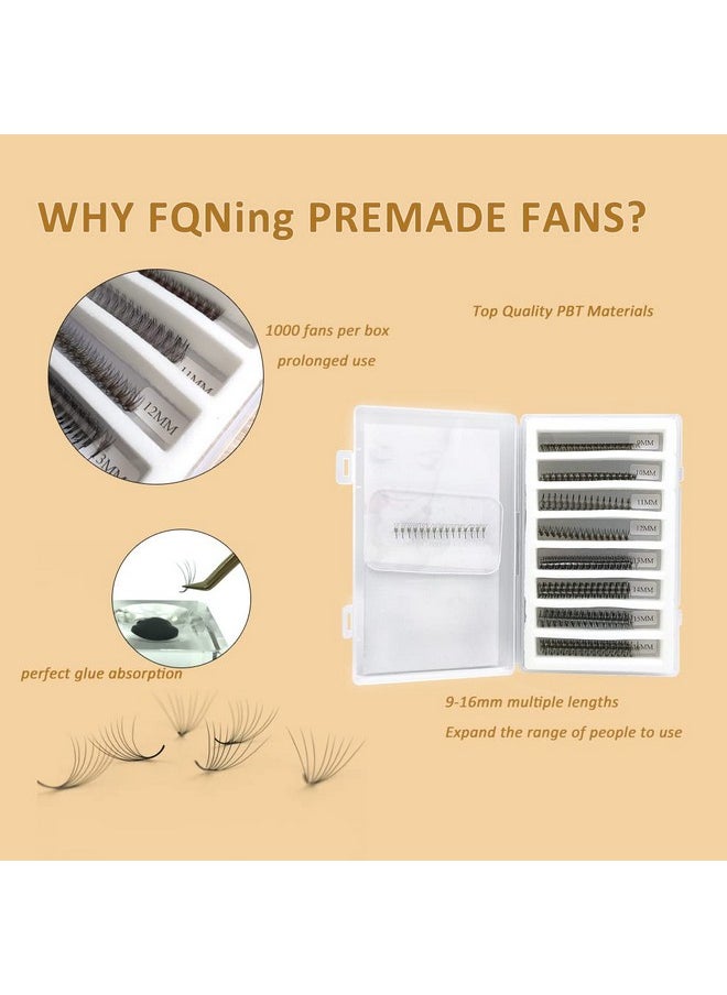 FQNing - Premade Fans Eyelash Extensions 1000 Fans Handmade Collection Pointy Base 5D Volume Lash Extensions Permade Fans 0.07 C Curl Premade Lash Fans 916Mm Mix Middle Stem - Image 1