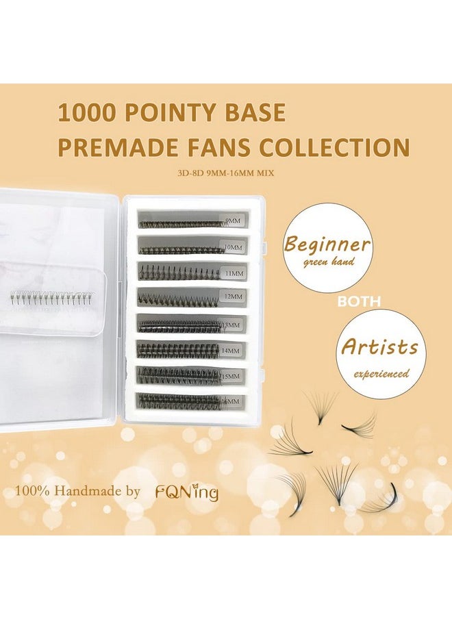 FQNing - Premade Fans Eyelash Extensions 1000 Fans Handmade Collection Pointy Base 5D Volume Lash Extensions Permade Fans 0.07 C Curl Premade Lash Fans 916Mm Mix Middle Stem - Image 1