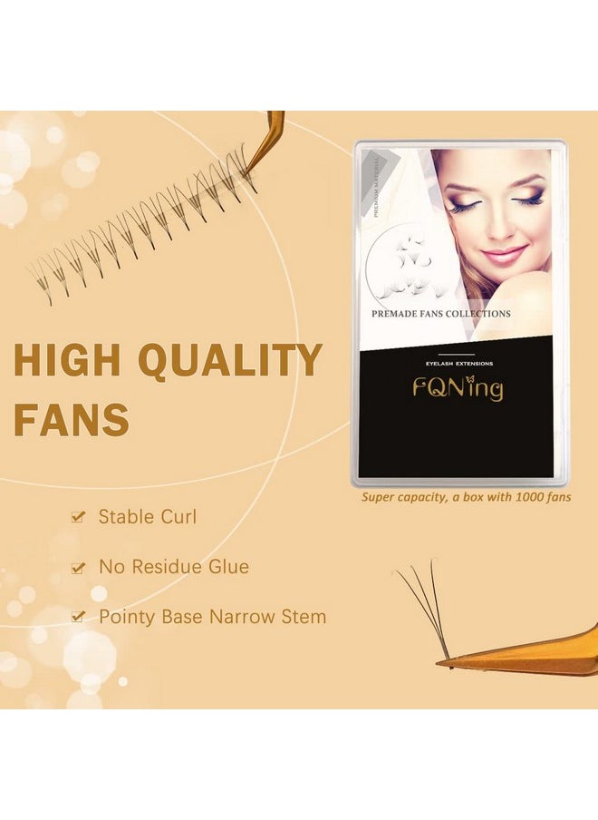 FQNing - Premade Fans Eyelash Extensions 1000 Fans Handmade Collection Pointy Base 5D Volume Lash Extensions Permade Fans 0.07 C Curl Premade Lash Fans 916Mm Mix Middle Stem - Image 1