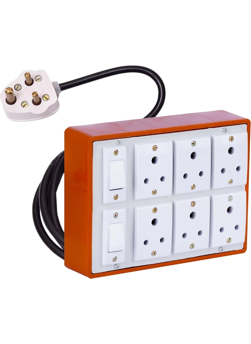Cordnet Cordnet Premium Extension BoardWIth Brown Six Socket Two Switch 10 Meter Long Wire  - Image 2