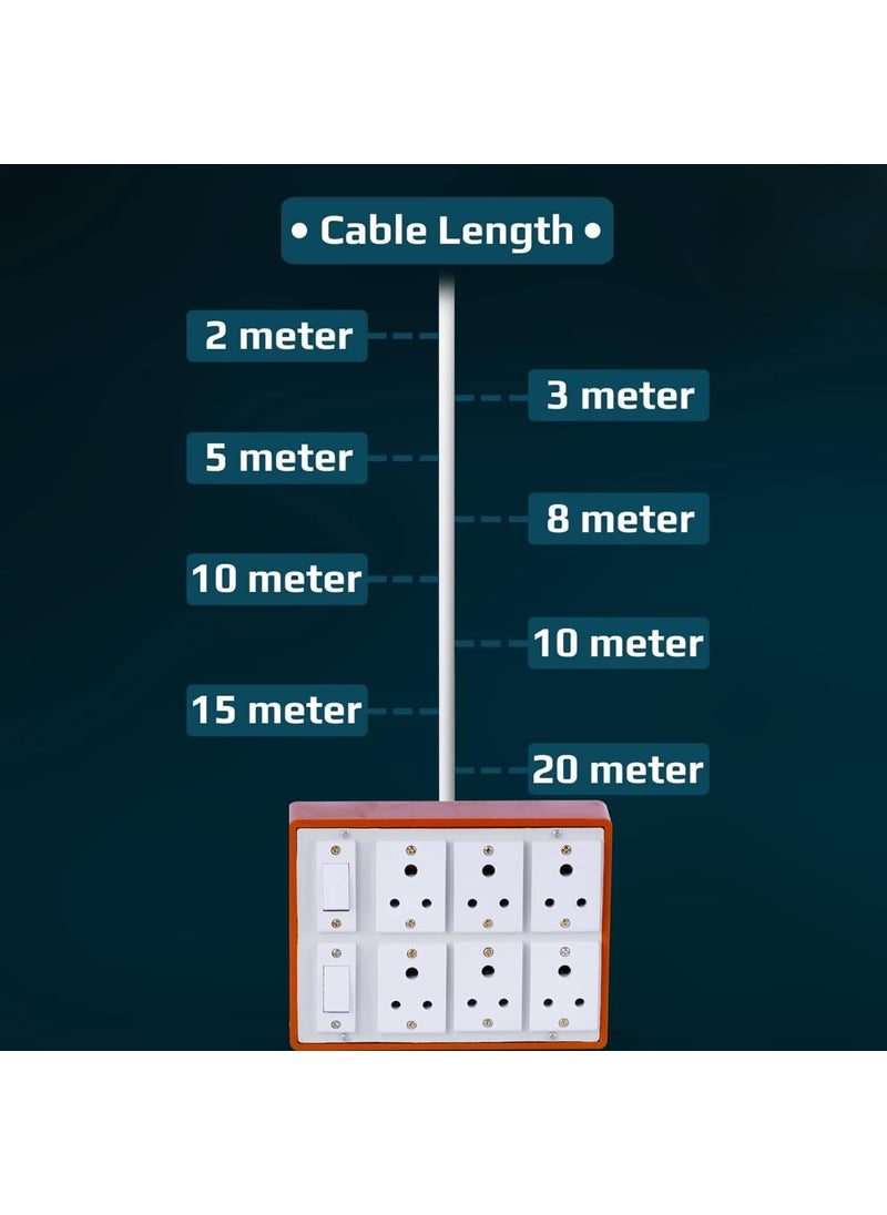 Cordnet Cordnet Premium Extension BoardWIth Brown Six Socket Two Switch 10 Meter Long Wire  - Image 3