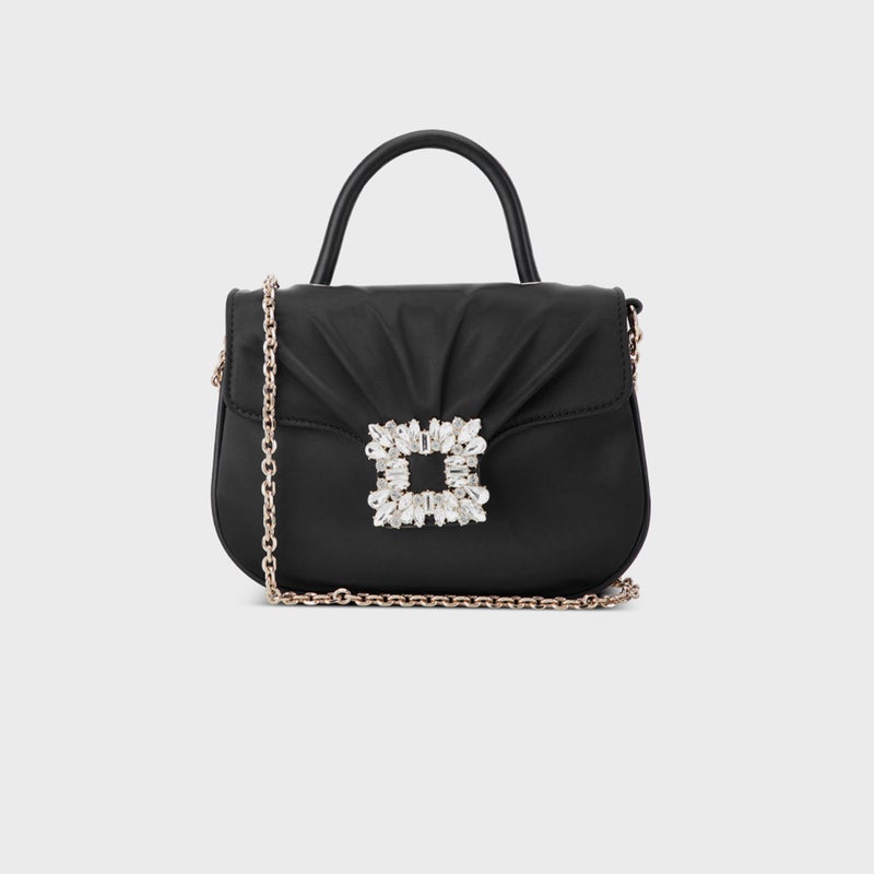 Black Top Handle Sling Bag for Women