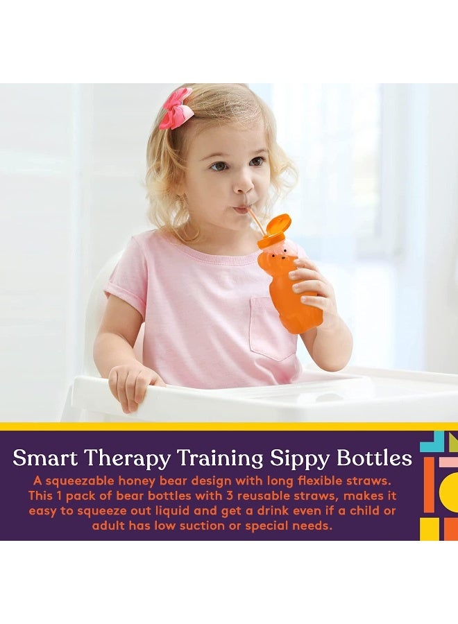 Special Supplies Special Supplies Honey Bear Straw Cup Long Straws, Squeezable Therapy and Special Needs Assistive Drink Container, Spill Proof and Leak Resistant Lid  - Image 2