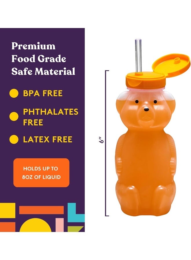Special Supplies Special Supplies Honey Bear Straw Cup Long Straws, Squeezable Therapy and Special Needs Assistive Drink Container, Spill Proof and Leak Resistant Lid  - Image 4