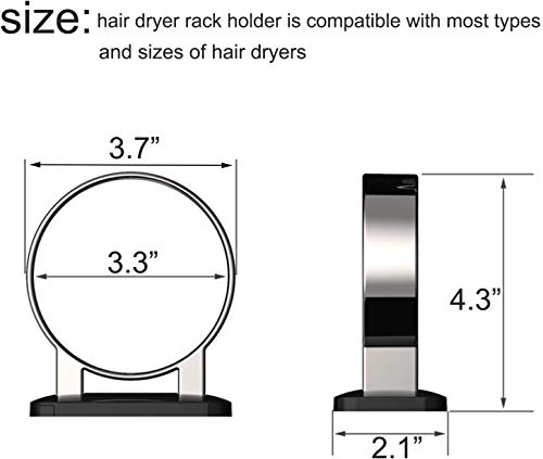 RAIKEDR Hair Dryer Holder, Bathroom Blow Dryer Stand, Hair Care Tools Holder Wall Mount, Styling Tool Organizer for Hair Dryer - Extra Large Rim (Black, L 3.7”×W 2.1”×H 4.3”) - Image 3