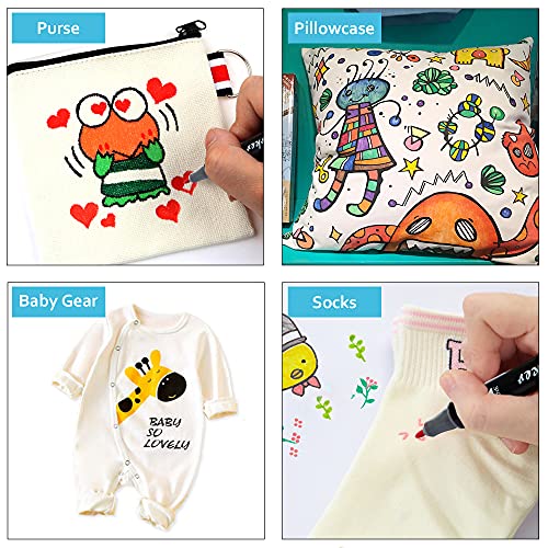 Lelix Fabric Markers, 30 Permanent Colors Dual Tip Fabric Pens for Writing Painting on T-Shirts Clothes Sneakers Canvas Pillowcases, Child Safe & Non-Toxic for Kids Adults - Image 4