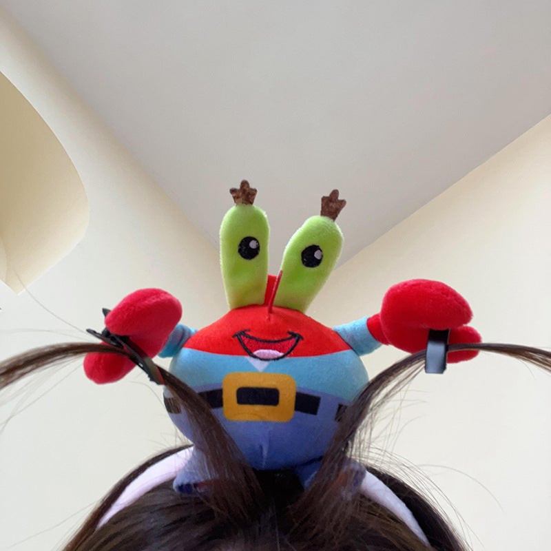 Generic Rattle King headband baby rattle King headband clip funny hairpin headband chef hat hairpin little mouse Boss Crab Hair Hoop 