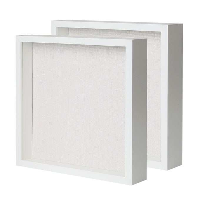 SHADOW BOX PICTURE FRAME WITH LINEN BOARD DEEP WOOD GLASS DISPLAY CASE READY TO HANG MEMORY BOX BABY SPORTS MEMORABILIA PINS AWARDS MEDALS WEDDING TICKETS AND PHOTOS WHITE 2PCS 10X10