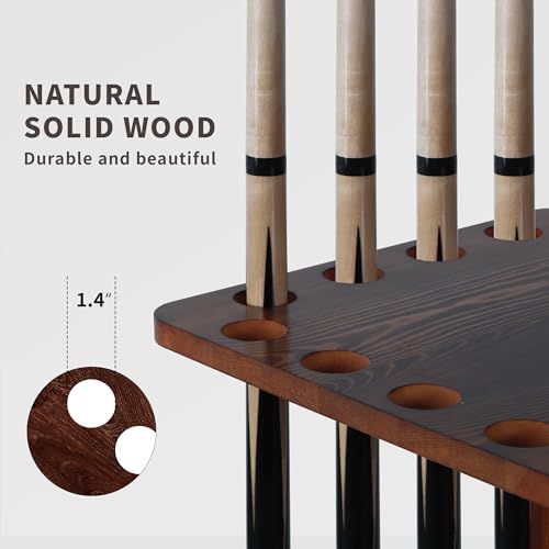Lnmuzm Pool Cue Holders for Billiard Room, Pool Stick Holder, Floor Stand Pool Cue Rack up to 16 Sticks, Natural Wood Pool Cue Equipment Storage Organizer, Billiard Gifts for Men - Image 3