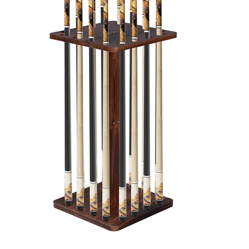 Lnmuzm Pool Cue Holders for Billiard Room, Pool Stick Holder, Floor Stand Pool Cue Rack up to 16 Sticks, Natural Wood Pool Cue Equipment Storage Organizer, Billiard Gifts for Men - Image 1