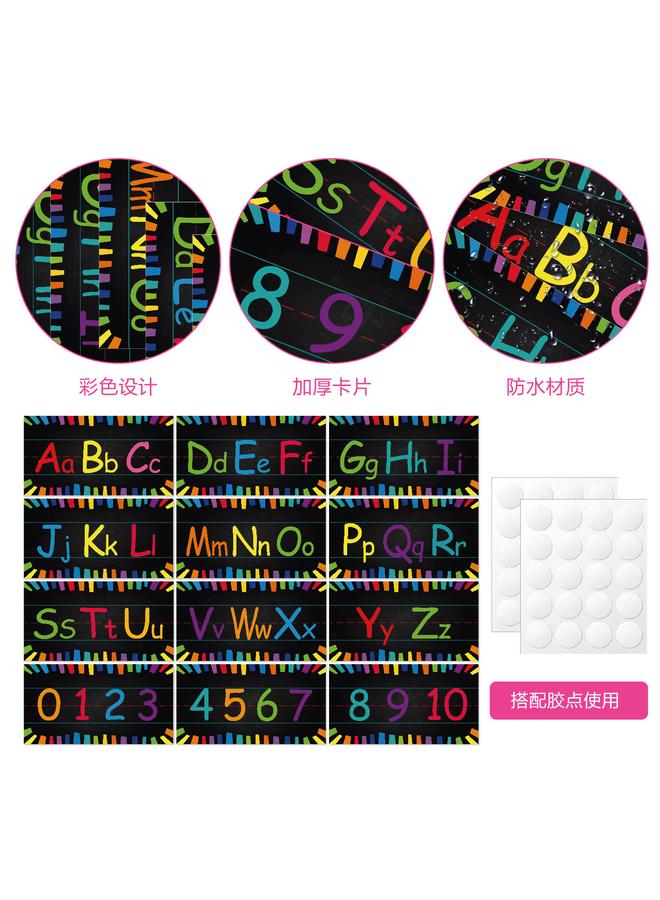 الأزرق جي دبليو ملصقات الحائط الأبجدية الرقمية الملونة لأطفال رياض الأطفال - Image 1