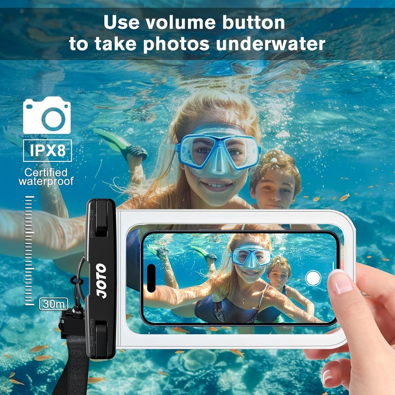JOTO 2 Pack Waterproof Phone Pouch Case Up to 7" IPX8 Underwater Phone Case Cellphone Dry Bag for iPhone 17/Air 16 15 14 13 12 Pro Max Xs Max XR X 8 7 6S Plus SE/Galaxy S24 S23 S22 S21 -Clear - Image 2