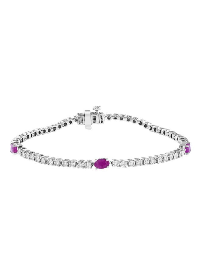 Effy ENY - Sterling Silver Ruby and Diamond Tennis Bracelet for Women One Size - Image 1