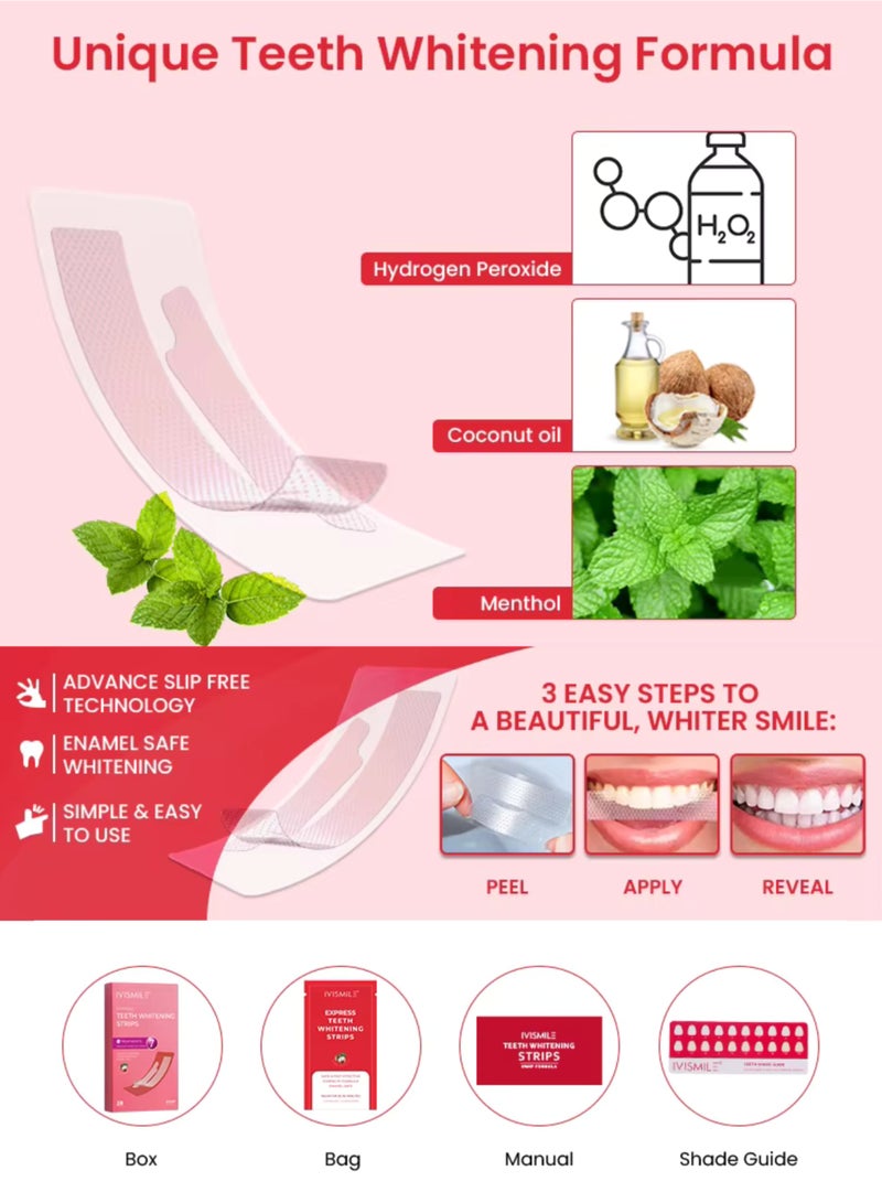 IVISMILE 6% HP Teeth Whitening Strips 28 Pcs (14 Treatments), Professional Teeth Whitening Kit for Sensitive Teeth, Removes Up to 10 Years of Stains, Dissolvable Mint Strips, HP Formula, CE/MSDS Certified, Enamel Safe - Image 3