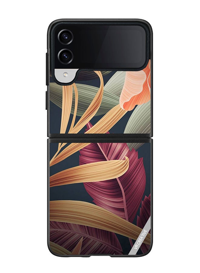 VR CREATIVE Protective Case Cover For Samsung Galaxy Z Flip4 Leaf 02 Design Multicolour - Image 1