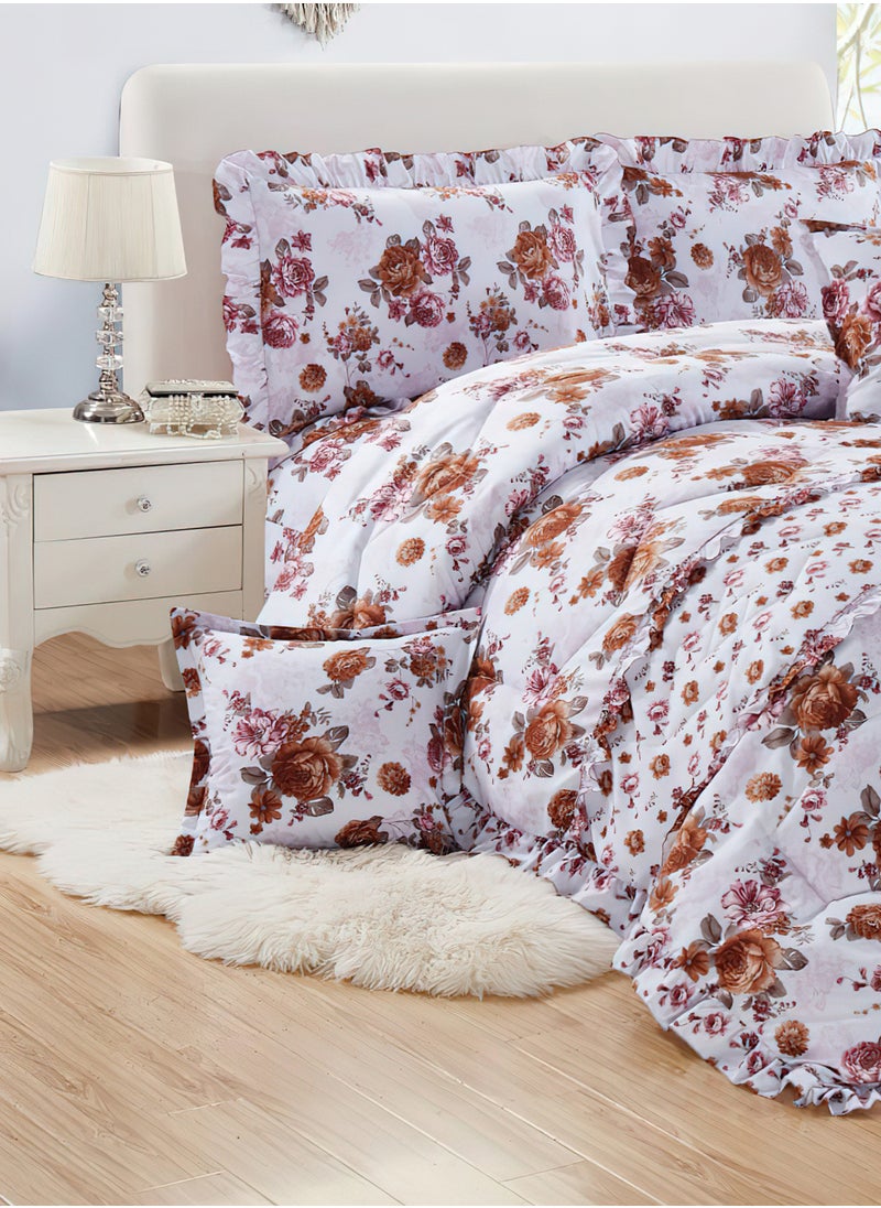 Moon - 6Piece King Size 220x240Cm Comforter Set Medium Filling Bedding Set for All Season Includes 1Comforter 1Bedsheet 2Pillow Shams and 2Cushion Cases - Image 1