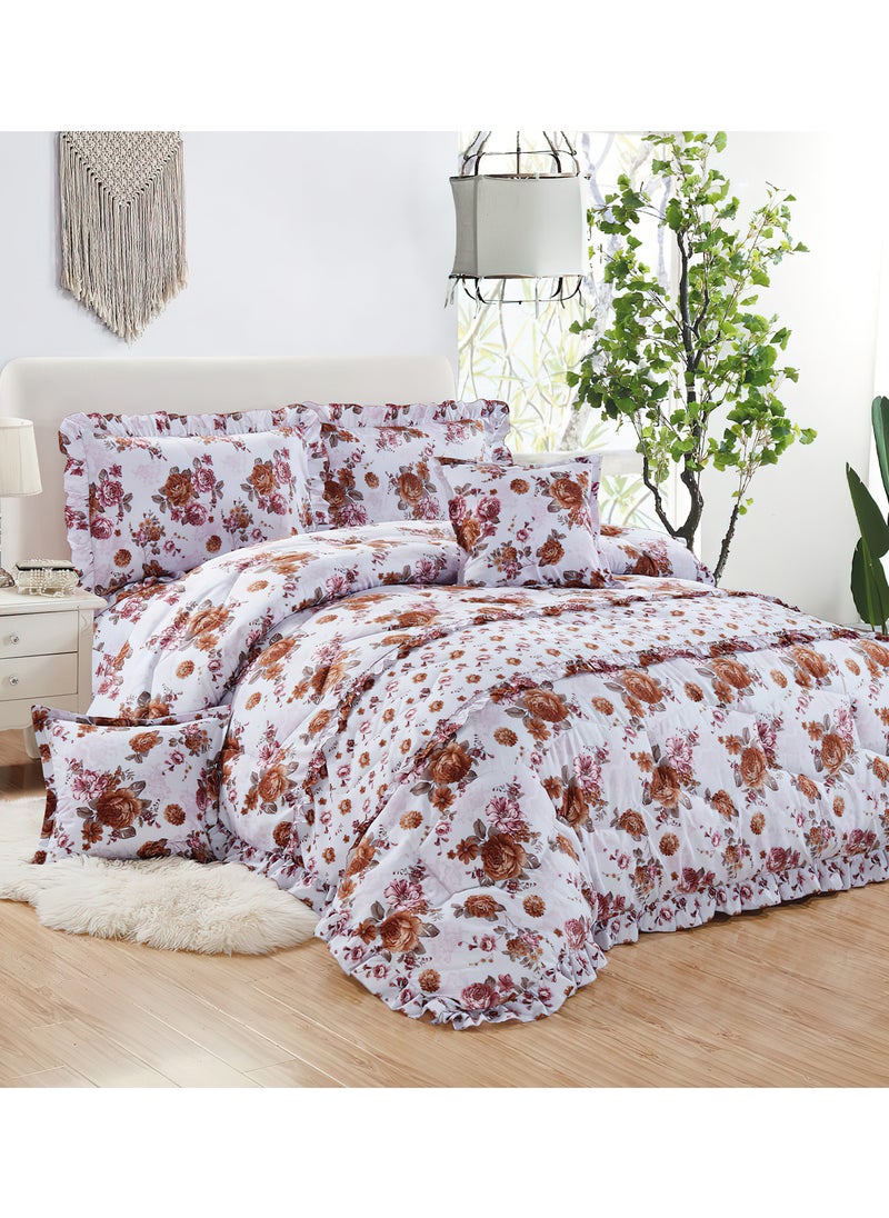 Moon - 6Piece King Size 220x240Cm Comforter Set Medium Filling Bedding Set for All Season Includes 1Comforter 1Bedsheet 2Pillow Shams and 2Cushion Cases - Image 1