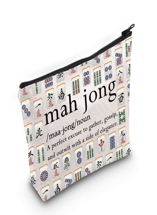 PLITI Mahjong Gifts Funny Mahjong Player Gifts Mahjong Lover Bag Mahjong Board Game Fan Gift Mahjong Definition Makeup Bag (Mahjong Noun Bag), cosmetic bag-1 - Image 1