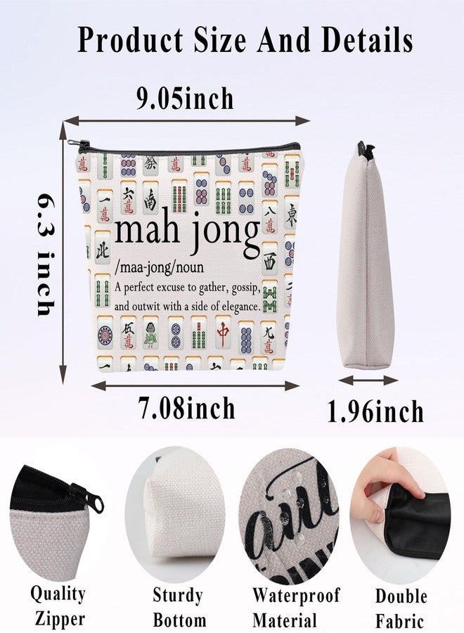 PLITI Mahjong Gifts Funny Mahjong Player Gifts Mahjong Lover Bag Mahjong Board Game Fan Gift Mahjong Definition Makeup Bag (Mahjong Noun Bag), cosmetic bag-1 - Image 2