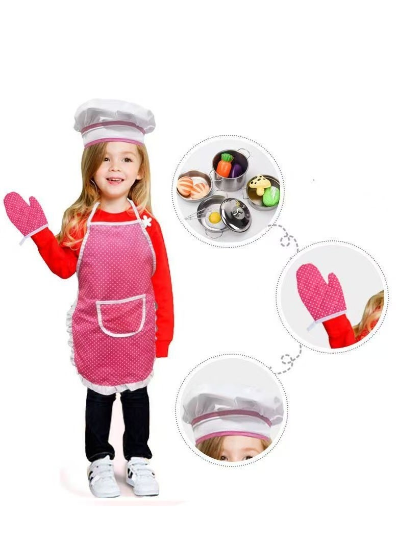 Cooking and Baking Set for Kids, Kids' Chef Role Play Costume Set, Toddler Chef Hat Apron Dress Up with Apron, Chef Hat, Mitt, Cookie Cutters and Utensil for Kids Aged 3+ Years - Image 2