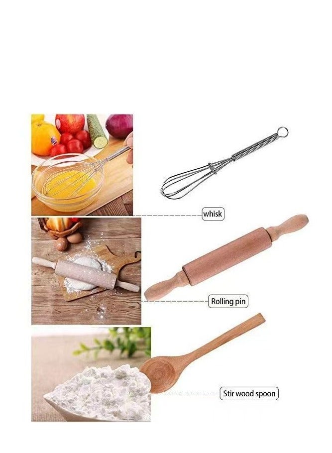 Cooking and Baking Set for Kids, Kids' Chef Role Play Costume Set, Toddler Chef Hat Apron Dress Up with Apron, Chef Hat, Mitt, Cookie Cutters and Utensil for Kids Aged 3+ Years - Image 5
