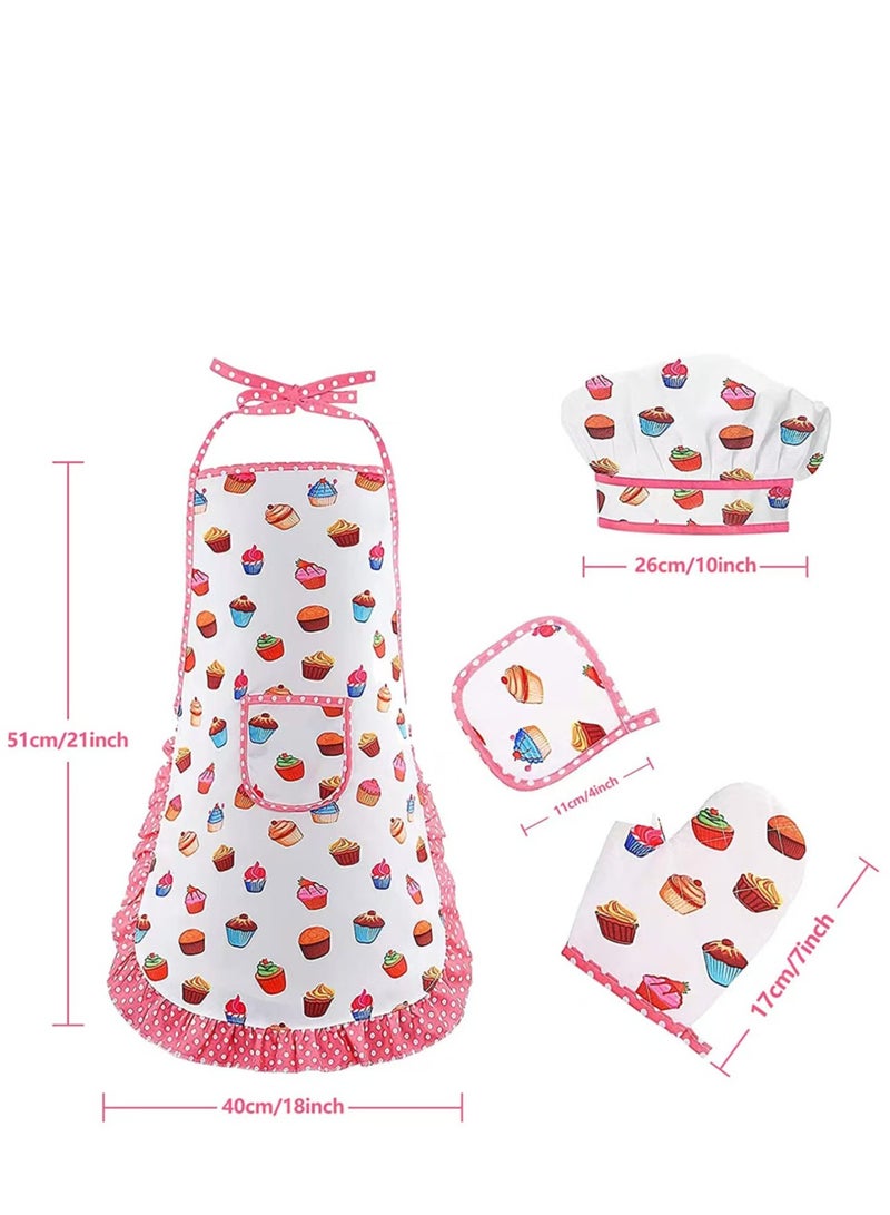 Cooking and Baking Set for Kids, Kids' Chef Role Play Costume Set, Toddler Chef Hat Apron Dress Up with Apron, Chef Hat, Mitt, Cookie Cutters and Utensil for Kids Aged 3+ Years - Image 4