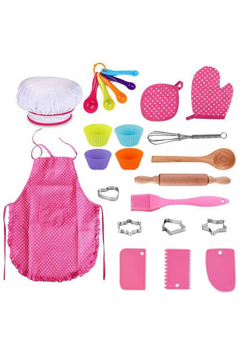 Cooking and Baking Set for Kids, Kids' Chef Role Play Costume Set, Toddler Chef Hat Apron Dress Up with Apron, Chef Hat, Mitt, Cookie Cutters and Utensil for Kids Aged 3+ Years - Image 1
