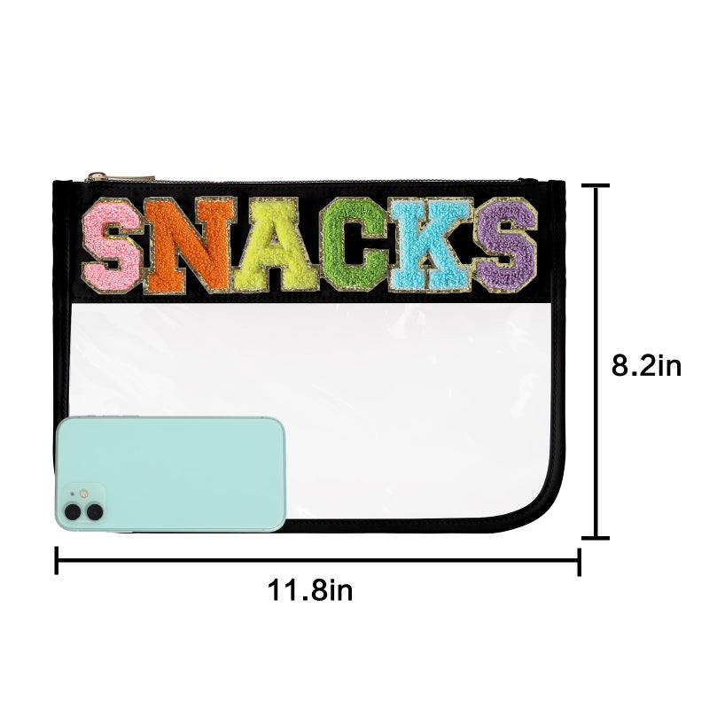 DYSHAYEN Chenille Letter Clear Zipper Pouch for Travel,Nylon Clear Cosmetic Bag,Makeup Travel Bag for Women Girls 11.8 Inches x 8.2 Inches (Pink-Travel) - Image 4