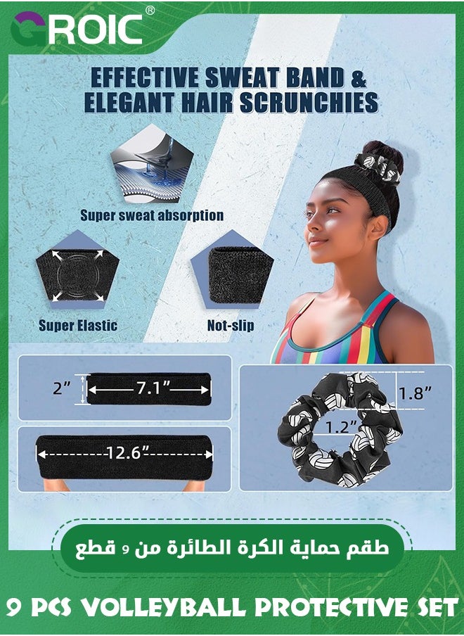 GROIC Volleyball Accessories Set -  with Knee Pads Volleyball Arm Pads Sweatband Scrunchie Makeup Bag Cooling Towel and Drawstring Bag, Volleyball Knee Pads Volleyball Arm Sleeves for Women Girls Youth  - Image 4