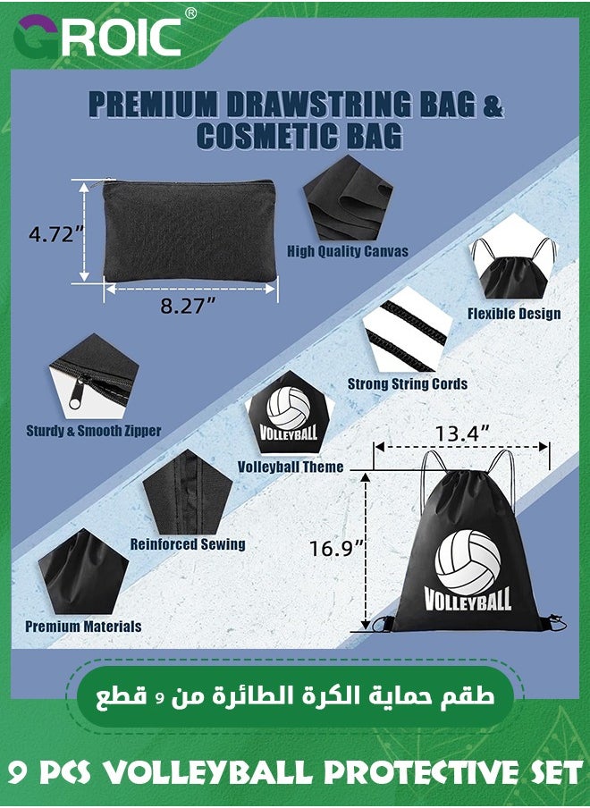 GROIC - Volleyball Accessories Set -  with Knee Pads Volleyball Arm Pads Sweatband Scrunchie Makeup Bag Cooling Towel and Drawstring Bag, Volleyball Knee Pads Volleyball Arm Sleeves for Women Girls Youth - Image 1