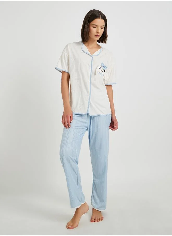 Take Two Take Two 3-Piece Patch Detail Shirt, Shorts and Pyjama Set
