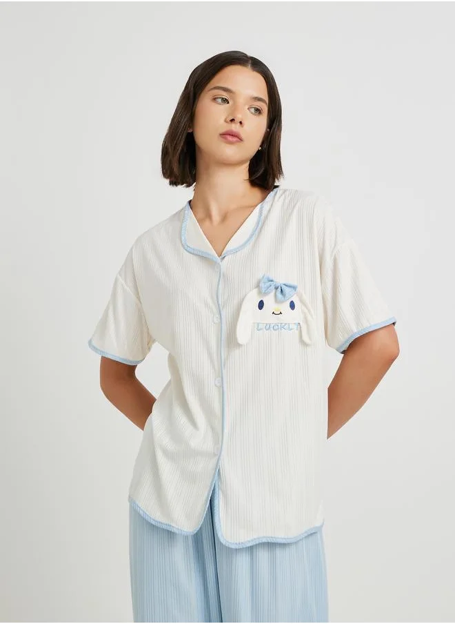 Take Two Take Two 3-Piece Patch Detail Shirt, Shorts and Pyjama Set