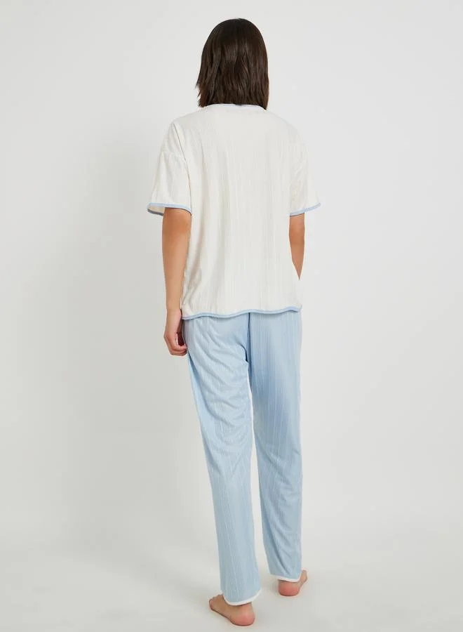 Take Two Take Two 3-Piece Patch Detail Shirt, Shorts and Pyjama Set