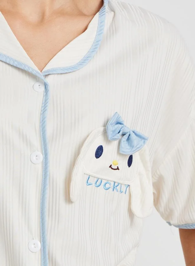Take Two Take Two 3-Piece Patch Detail Shirt, Shorts and Pyjama Set