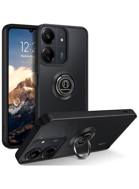 Case For Xiaomi Redmi 13C Rotational Metal Ring Grip Kickstand Cover Magnetic Car Mount Holder Case Shockproof TPU Bumper Protection Case for Redmi 13C